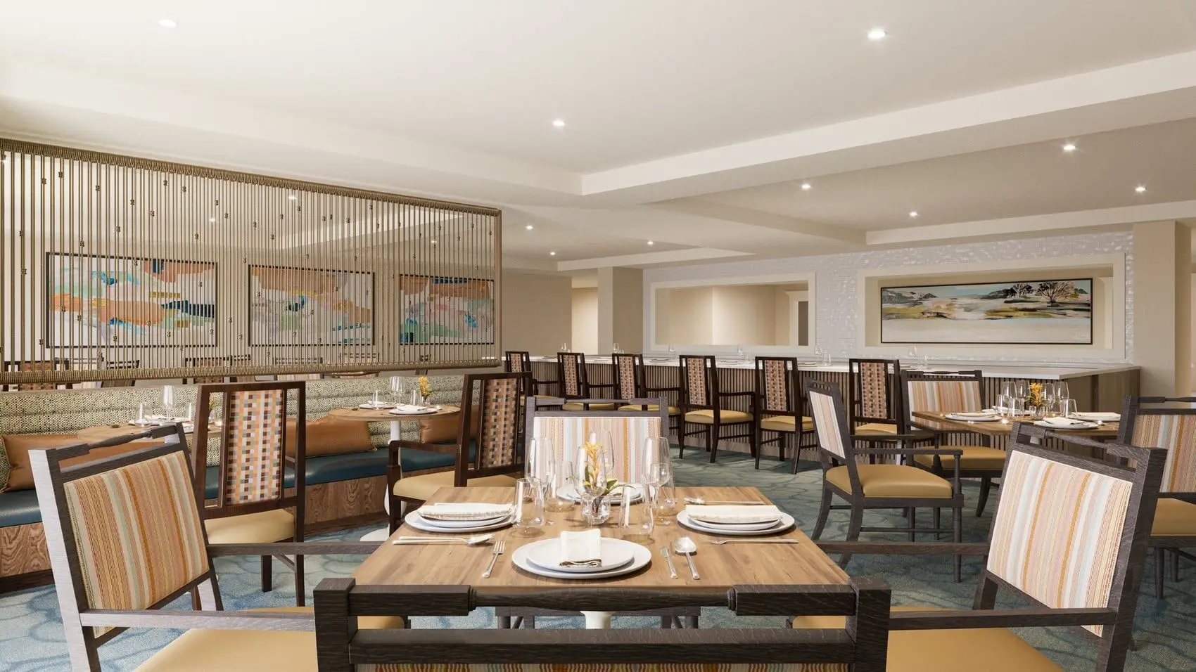 Rendering of an upscale dining area in a retirement home in Bonita Springs, FL